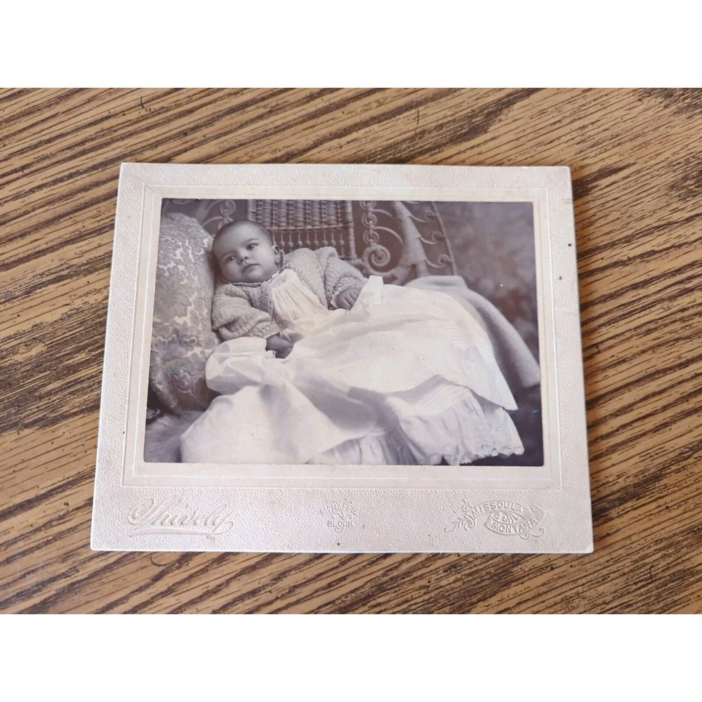 Antique Cabinet Card Baby Child Photo Victorian Portrait Shively Missoula MT